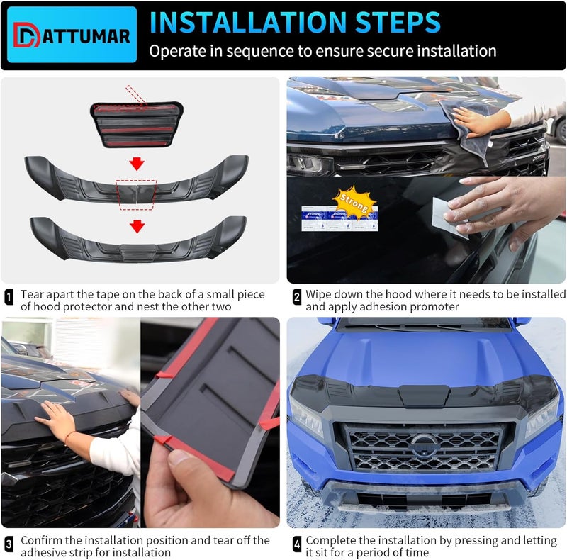 Dattumar Hood Protector Compatible with 2022-2025 2026 Nissan Frontier Hood Shield ABS Hood Deflector Hood Guard for 2024 Frontier Accessories (Glossy black) - Image 3